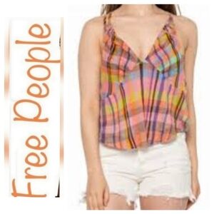 Free People Plaid Strappy Top